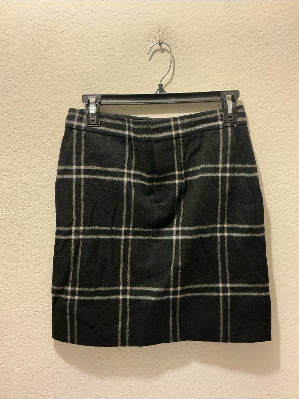 Ralph Lauren Purple Label Black and White Plaid Wool Pencil Skirt wool cashmere